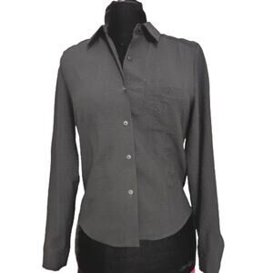 Vintage W by Worth Wool Blend Black Textured Button Front Long Sleeve Top 6